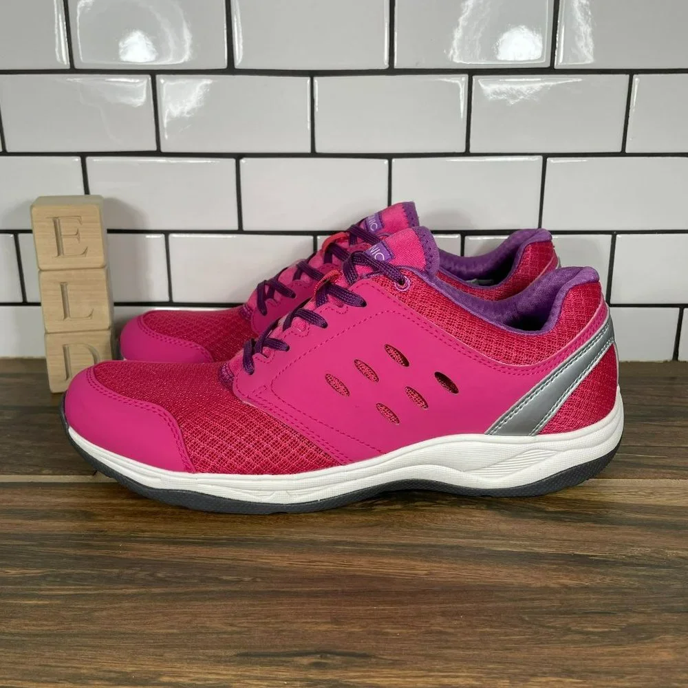 Vionic Womens Venture Pink Purple Mesh Faux Suede Walking Sneaker Shoe Size 9